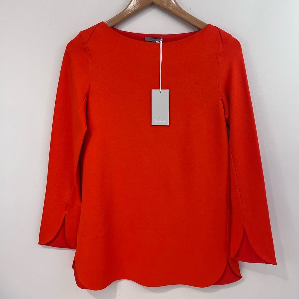 COS Orange Long Sleeve Tulip Hem Tunic XS